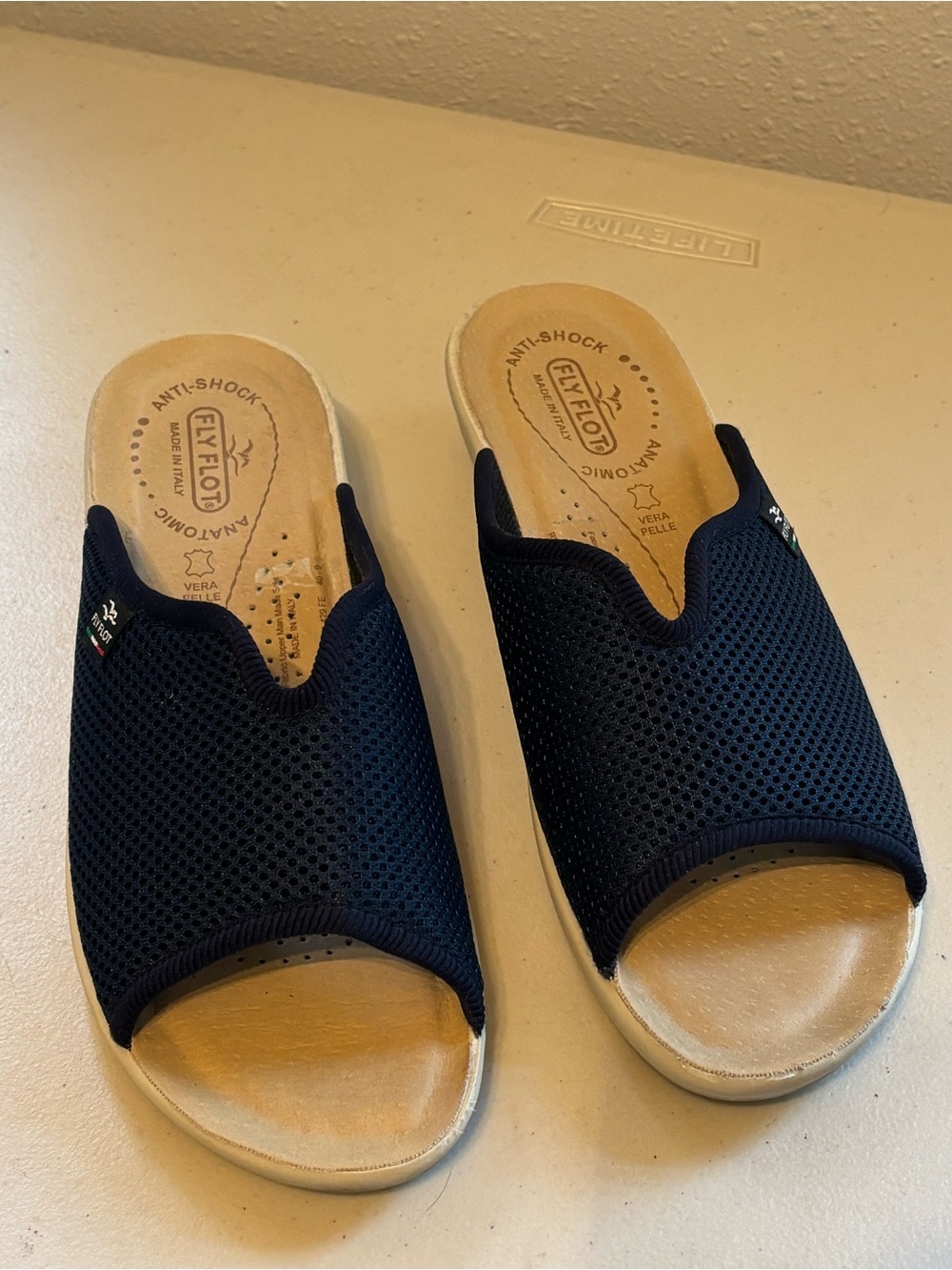 Fly Flot Women's Navy Slip-On Sandals